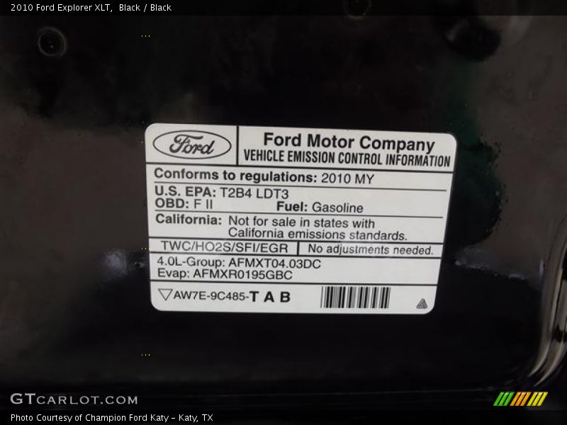 Black / Black 2010 Ford Explorer XLT