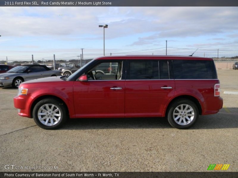 Red Candy Metallic / Medium Light Stone 2011 Ford Flex SEL