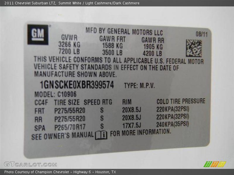 Summit White / Light Cashmere/Dark Cashmere 2011 Chevrolet Suburban LTZ