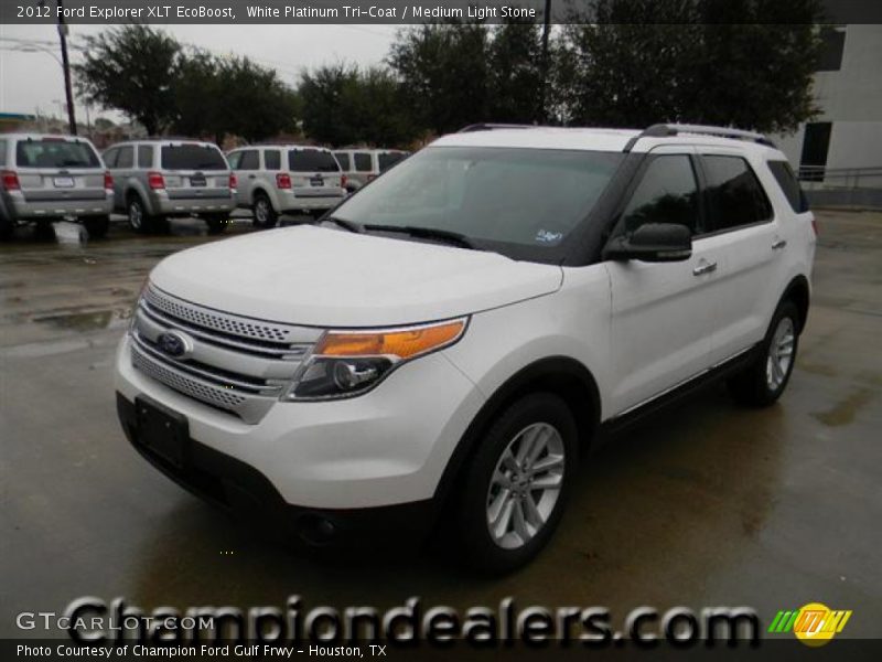 White Platinum Tri-Coat / Medium Light Stone 2012 Ford Explorer XLT EcoBoost