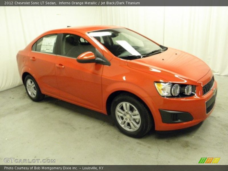 Inferno Orange Metallic / Jet Black/Dark Titanium 2012 Chevrolet Sonic LT Sedan