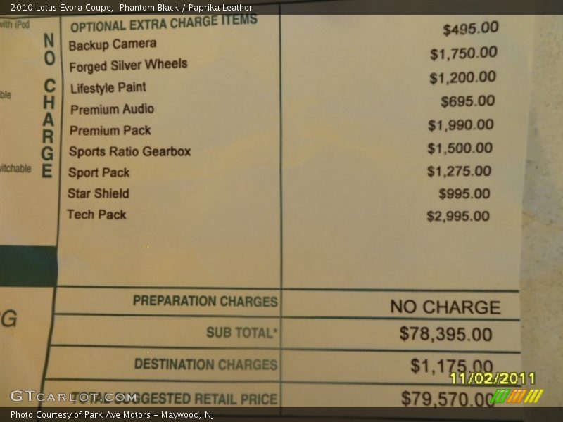 Phantom Black / Paprika Leather 2010 Lotus Evora Coupe