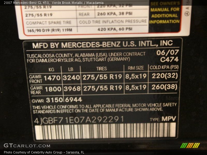 Verde Brook Metallic / Macadamia 2007 Mercedes-Benz GL 450