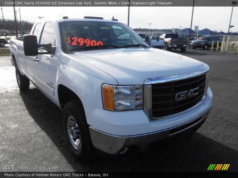 Summit White / Dark Titanium/Light Titanium 2008 GMC Sierra 3500HD SLE Extended Cab 4x4