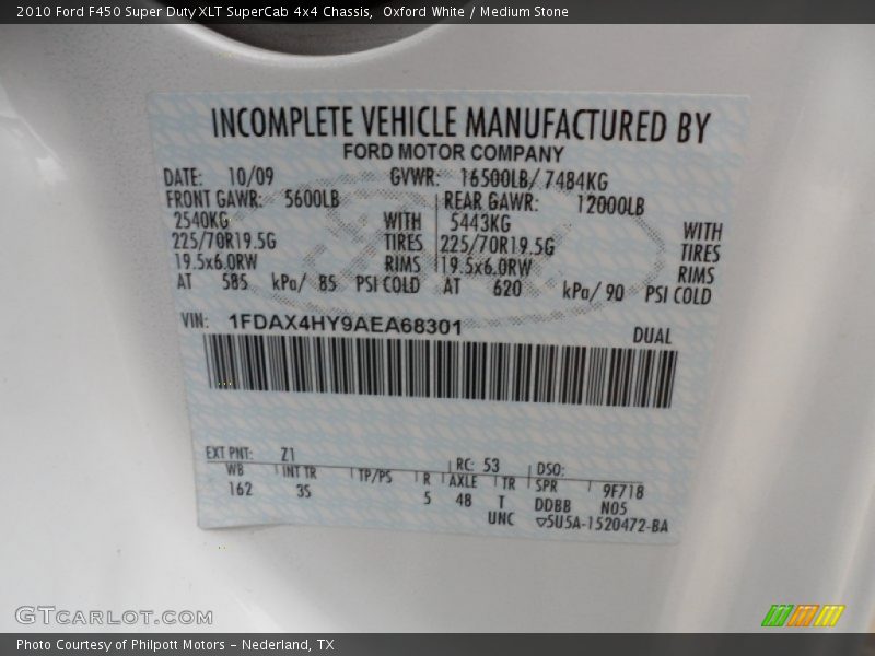 Oxford White / Medium Stone 2010 Ford F450 Super Duty XLT SuperCab 4x4 Chassis