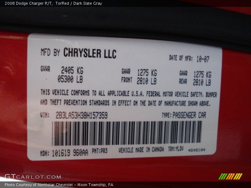 TorRed / Dark Slate Gray 2008 Dodge Charger R/T