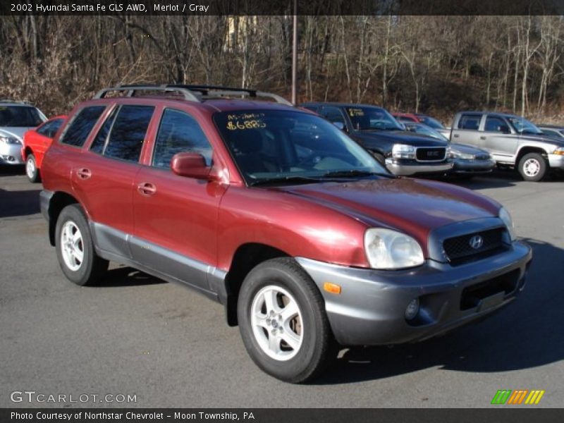 Merlot / Gray 2002 Hyundai Santa Fe GLS AWD