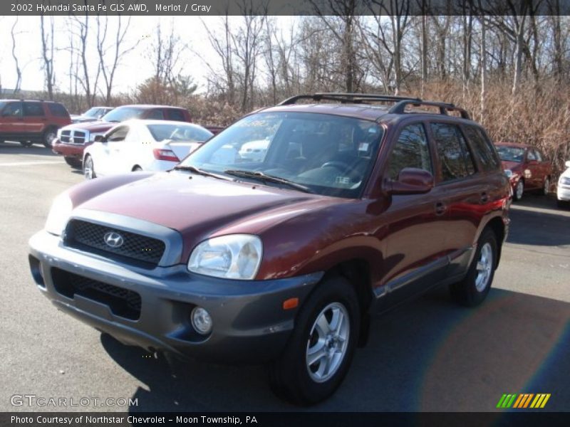Merlot / Gray 2002 Hyundai Santa Fe GLS AWD