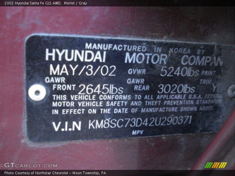 Merlot / Gray 2002 Hyundai Santa Fe GLS AWD