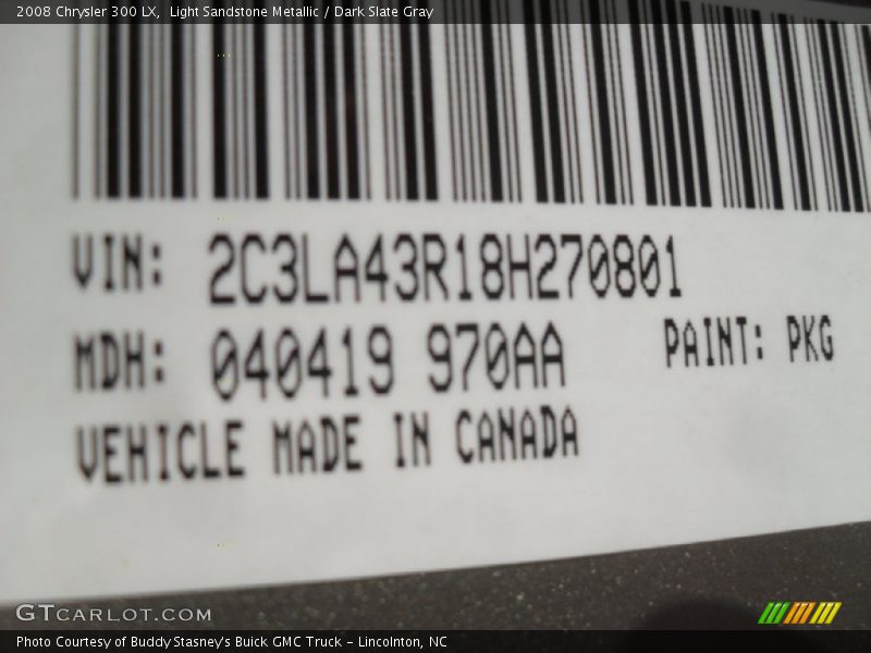 Light Sandstone Metallic / Dark Slate Gray 2008 Chrysler 300 LX