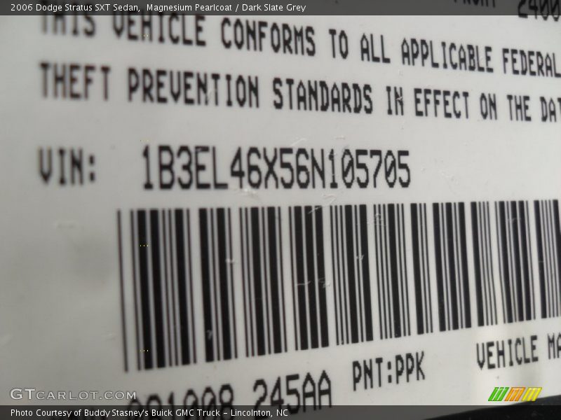 Magnesium Pearlcoat / Dark Slate Grey 2006 Dodge Stratus SXT Sedan