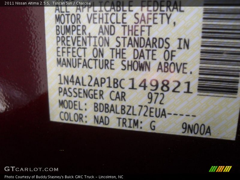 Tuscan Sun / Charcoal 2011 Nissan Altima 2.5 S