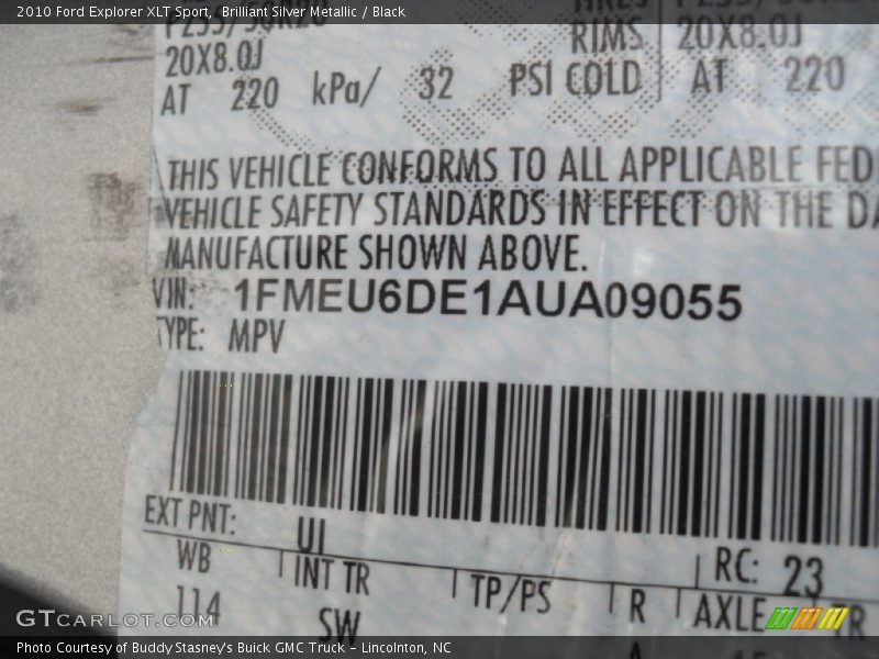 2010 Explorer XLT Sport Brilliant Silver Metallic Color Code UI