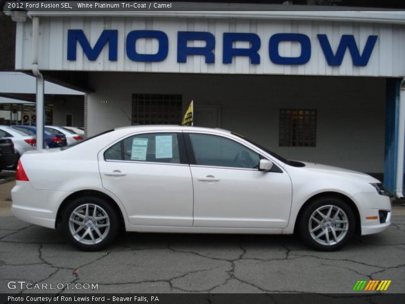 White Platinum Tri-Coat / Camel 2012 Ford Fusion SEL
