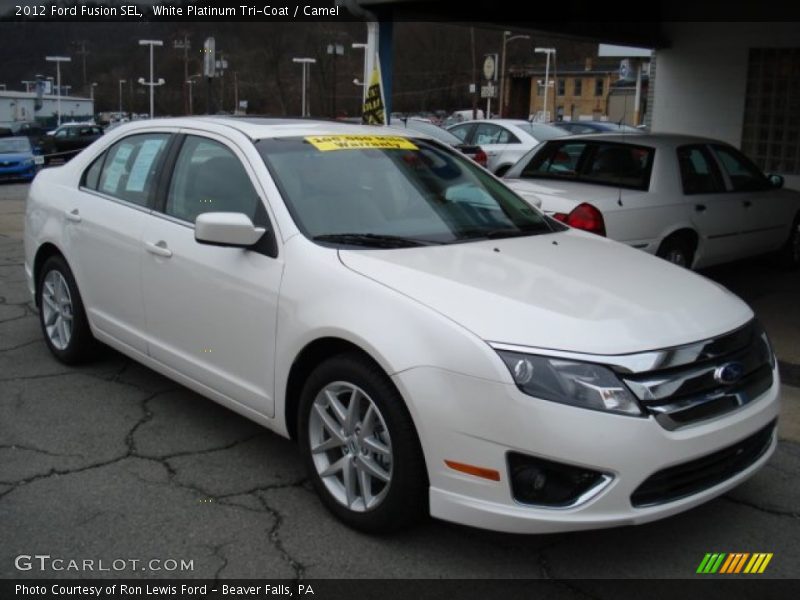 White Platinum Tri-Coat / Camel 2012 Ford Fusion SEL