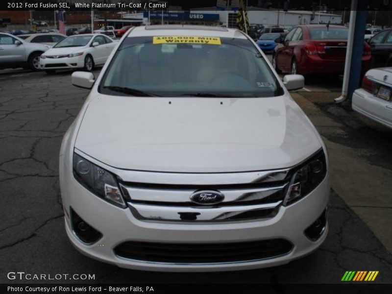 White Platinum Tri-Coat / Camel 2012 Ford Fusion SEL