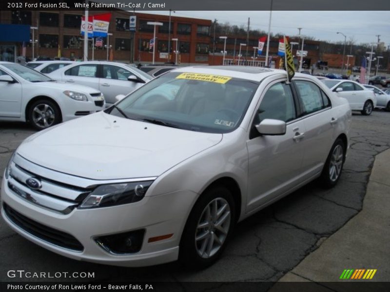 White Platinum Tri-Coat / Camel 2012 Ford Fusion SEL