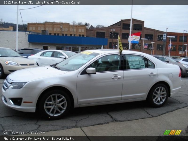 White Platinum Tri-Coat / Camel 2012 Ford Fusion SEL