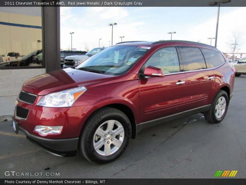 Red Jewel Metallic / Dark Gray/Light Gray 2011 Chevrolet Traverse LT AWD