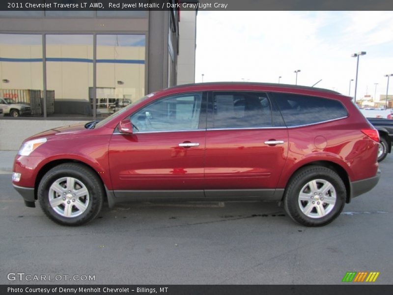 Red Jewel Metallic / Dark Gray/Light Gray 2011 Chevrolet Traverse LT AWD