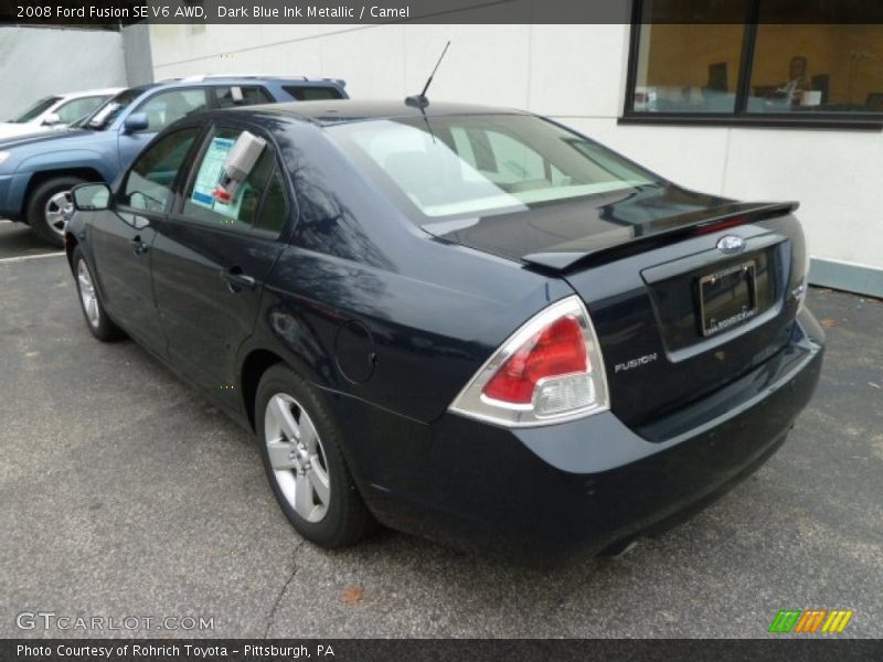 Dark Blue Ink Metallic / Camel 2008 Ford Fusion SE V6 AWD