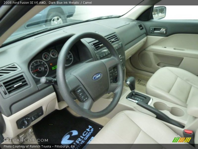 Dark Blue Ink Metallic / Camel 2008 Ford Fusion SE V6 AWD