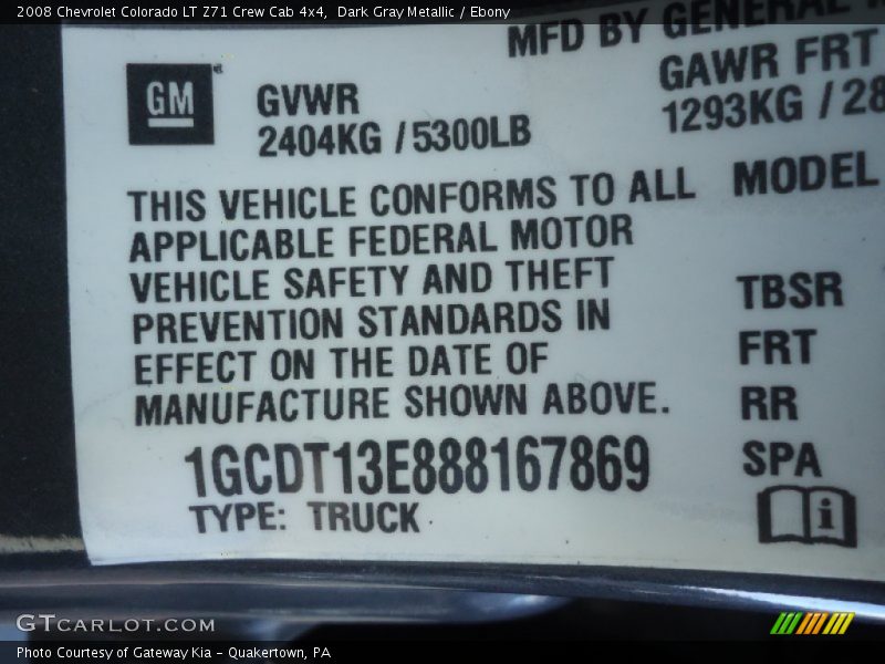 Dark Gray Metallic / Ebony 2008 Chevrolet Colorado LT Z71 Crew Cab 4x4