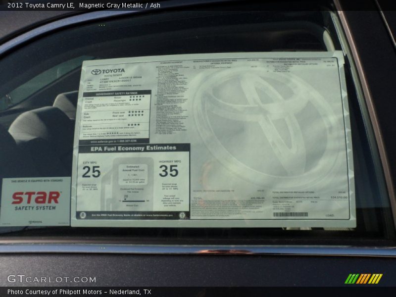 Magnetic Gray Metallic / Ash 2012 Toyota Camry LE