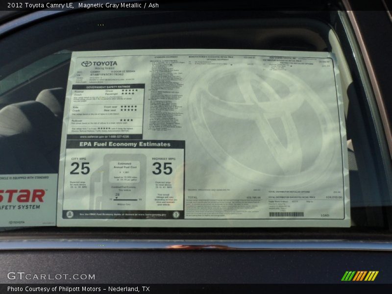 Magnetic Gray Metallic / Ash 2012 Toyota Camry LE