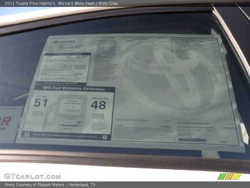 Blizzard White Pearl / Misty Gray 2011 Toyota Prius Hybrid II