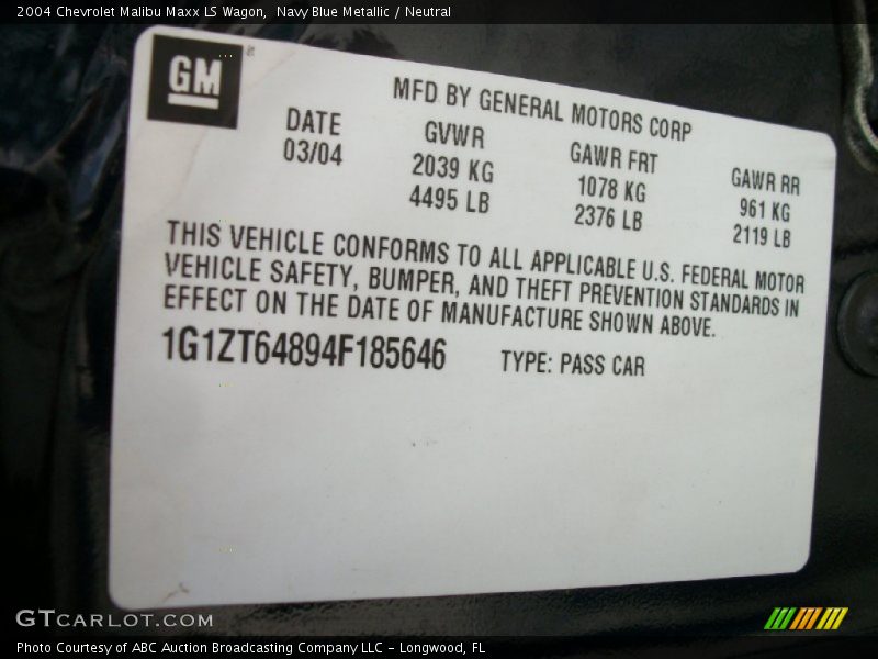 Navy Blue Metallic / Neutral 2004 Chevrolet Malibu Maxx LS Wagon
