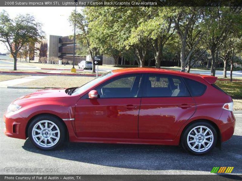 Lightning Red / Carbon Black/Graphite Gray Alcantara 2008 Subaru Impreza WRX STi