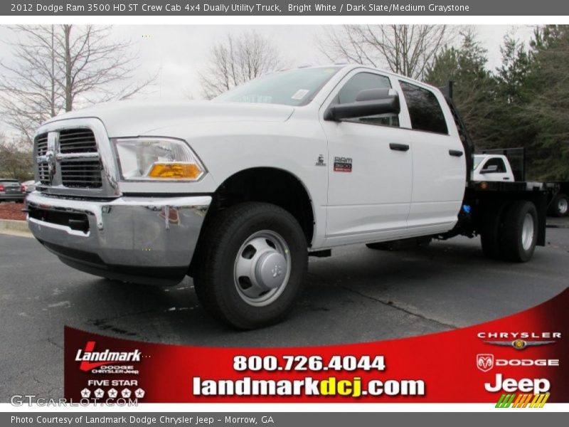 Bright White / Dark Slate/Medium Graystone 2012 Dodge Ram 3500 HD ST Crew Cab 4x4 Dually Utility Truck
