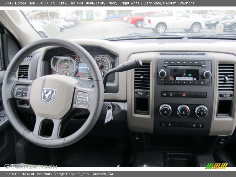 Bright White / Dark Slate/Medium Graystone 2012 Dodge Ram 3500 HD ST Crew Cab 4x4 Dually Utility Truck