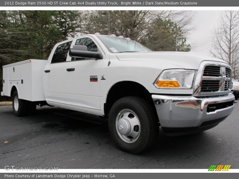 Bright White / Dark Slate/Medium Graystone 2012 Dodge Ram 3500 HD ST Crew Cab 4x4 Dually Utility Truck