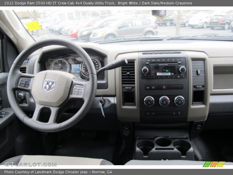 Bright White / Dark Slate/Medium Graystone 2012 Dodge Ram 3500 HD ST Crew Cab 4x4 Dually Utility Truck