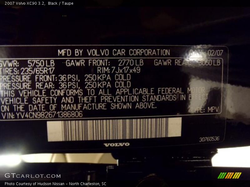 Black / Taupe 2007 Volvo XC90 3.2