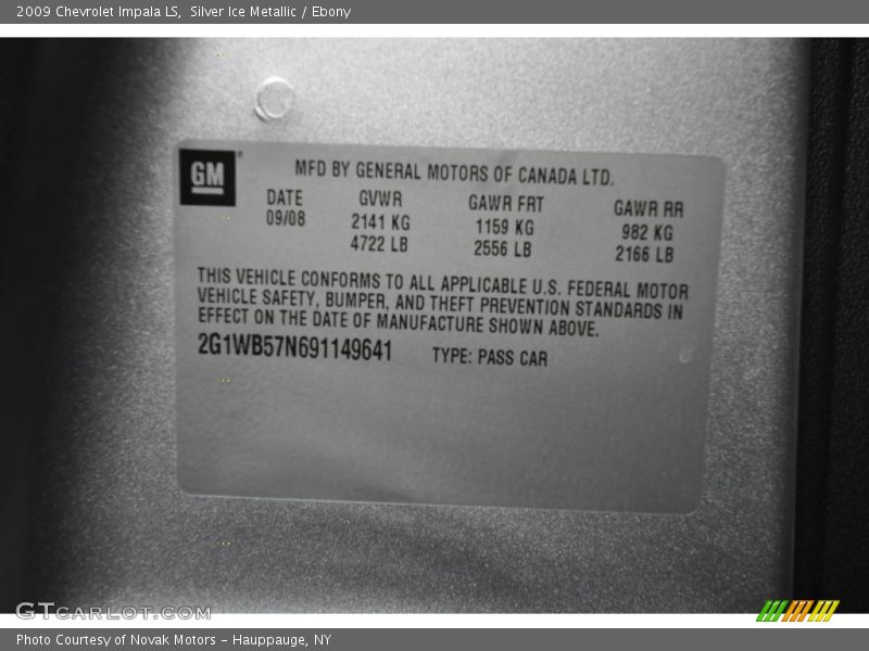 Silver Ice Metallic / Ebony 2009 Chevrolet Impala LS