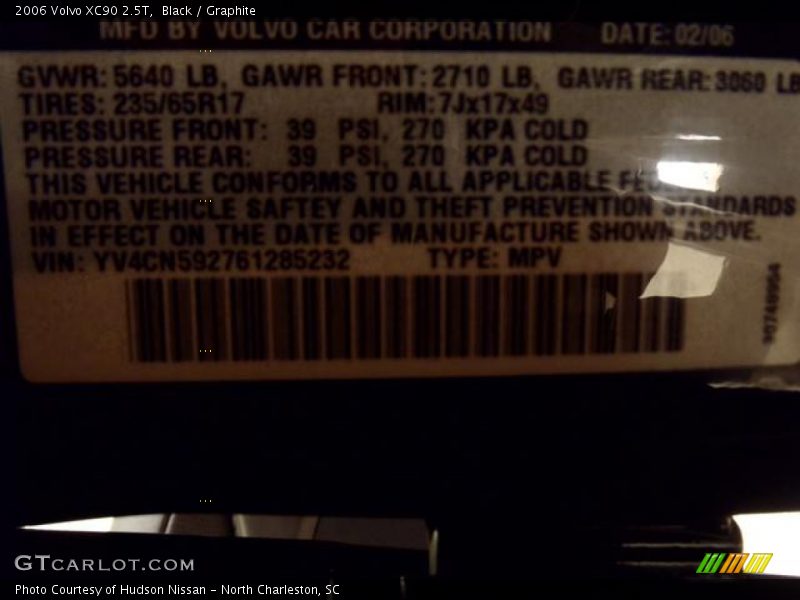 Black / Graphite 2006 Volvo XC90 2.5T