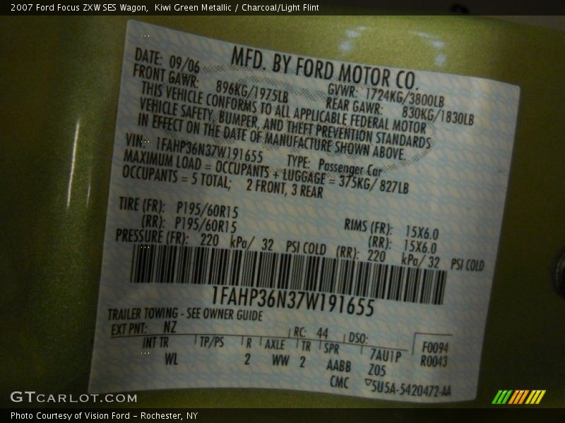Kiwi Green Metallic / Charcoal/Light Flint 2007 Ford Focus ZXW SES Wagon