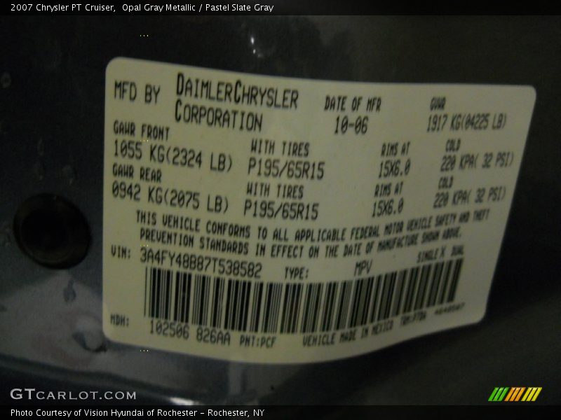 Opal Gray Metallic / Pastel Slate Gray 2007 Chrysler PT Cruiser
