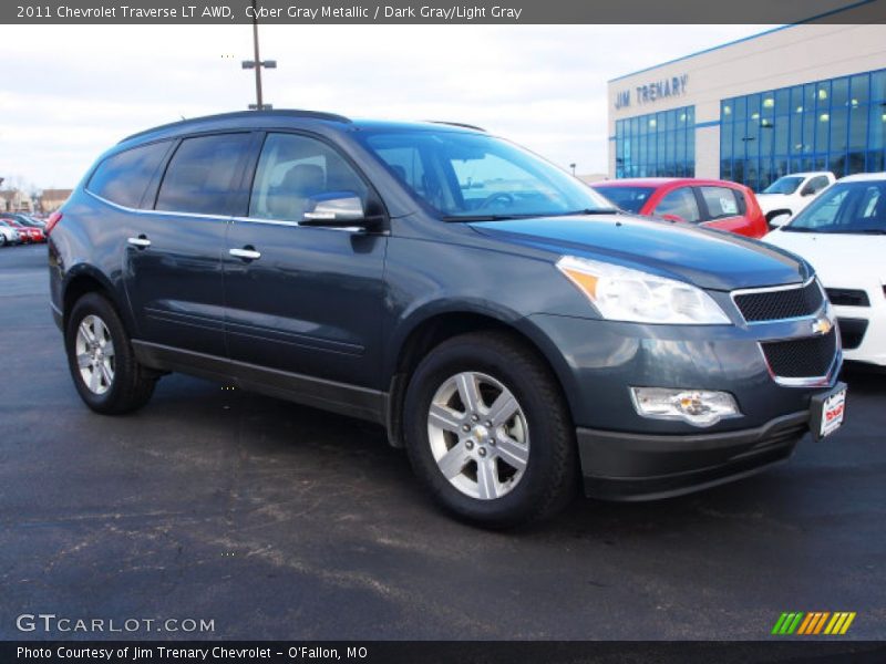 Cyber Gray Metallic / Dark Gray/Light Gray 2011 Chevrolet Traverse LT AWD