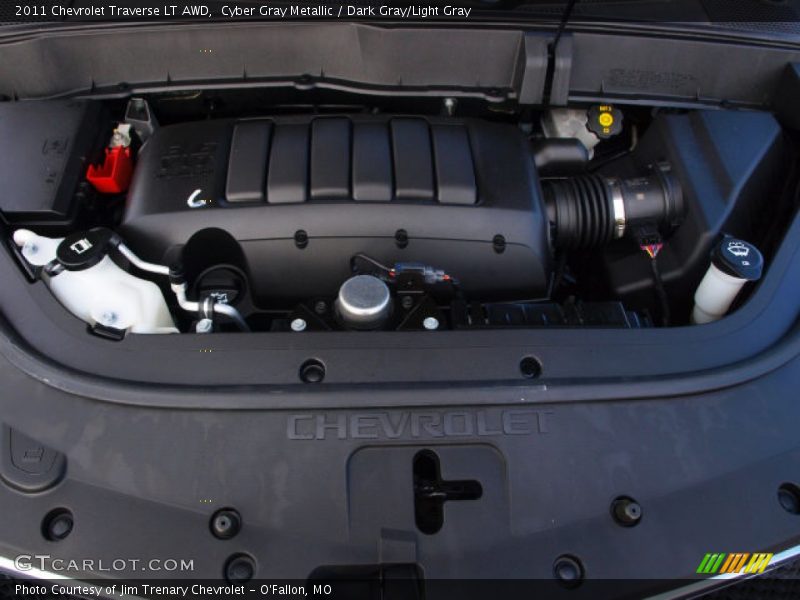 Cyber Gray Metallic / Dark Gray/Light Gray 2011 Chevrolet Traverse LT AWD