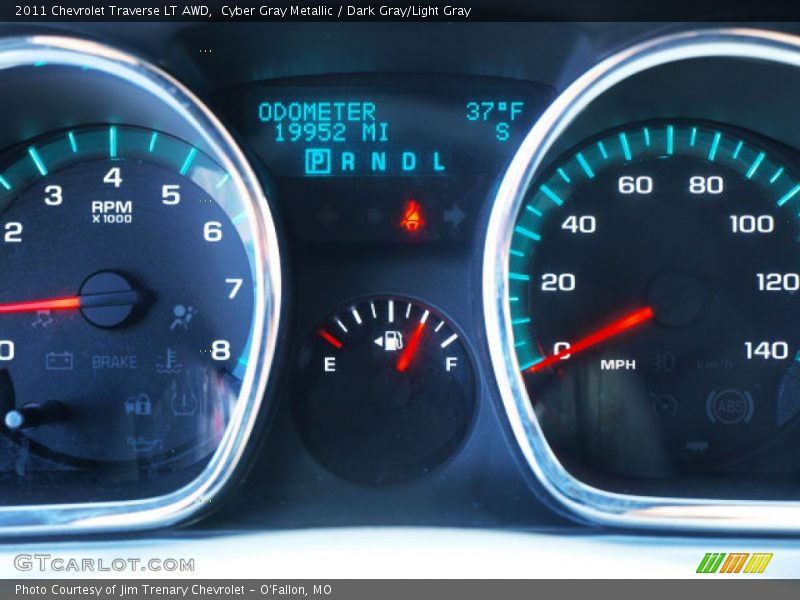 Cyber Gray Metallic / Dark Gray/Light Gray 2011 Chevrolet Traverse LT AWD