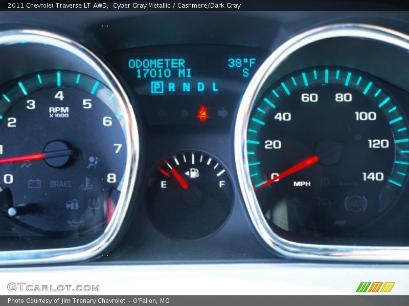 Cyber Gray Metallic / Cashmere/Dark Gray 2011 Chevrolet Traverse LT AWD