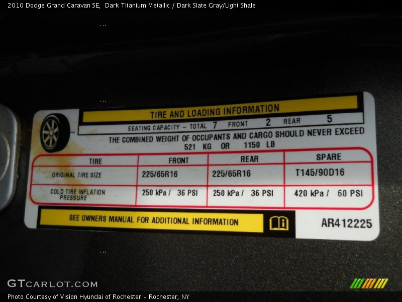 Dark Titanium Metallic / Dark Slate Gray/Light Shale 2010 Dodge Grand Caravan SE
