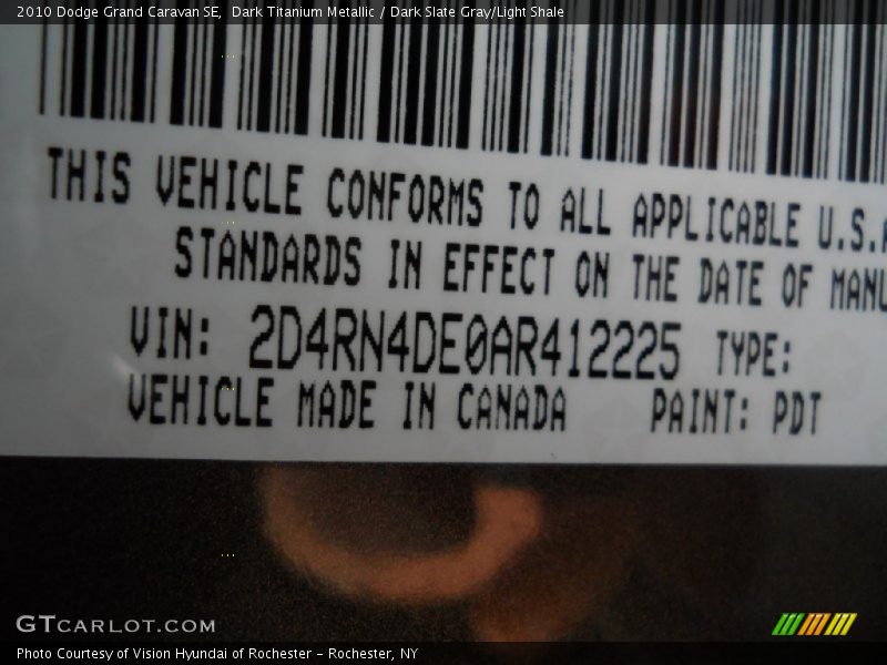 Dark Titanium Metallic / Dark Slate Gray/Light Shale 2010 Dodge Grand Caravan SE