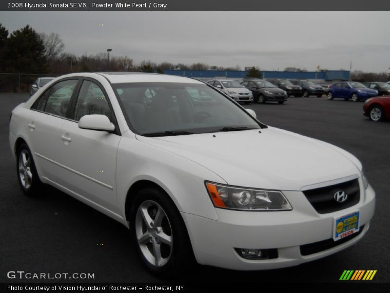 Powder White Pearl / Gray 2008 Hyundai Sonata SE V6