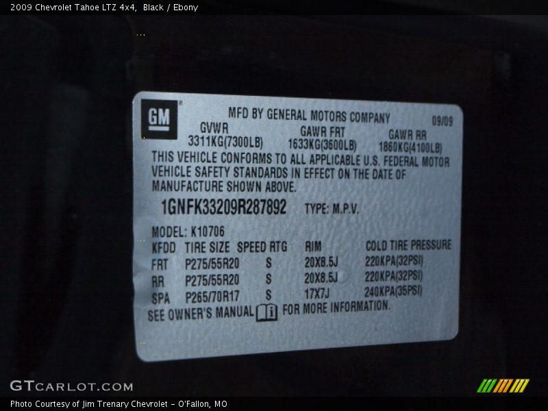 Black / Ebony 2009 Chevrolet Tahoe LTZ 4x4