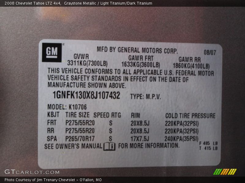 Graystone Metallic / Light Titanium/Dark Titanium 2008 Chevrolet Tahoe LTZ 4x4